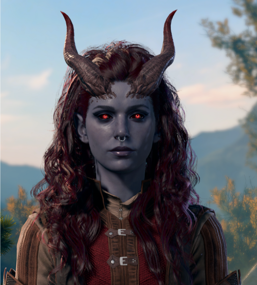 Screenshot of my character's sister from the game Baldur's Gate 3